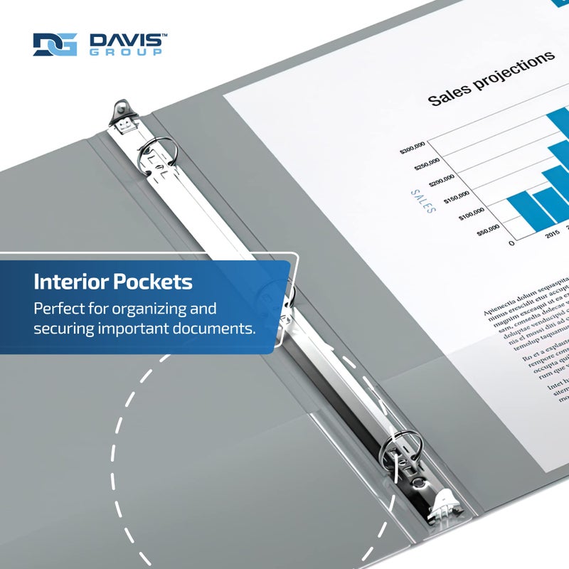Davis Group Premium Economy 6-Pack 3-Ring Binders for School or Office, Round-Ring Binders, 1 Inch, Gray - Image 5